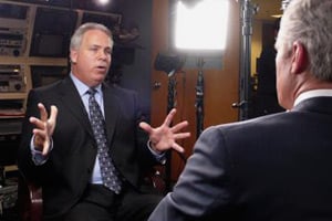 Larry Register, a former CNN executive with 20 years of news experience, replaced Mouafac Harb in 2006, but resigned seven months later after missteps that included authorizing the airing of three reports on a Holocaust deniers conference. (Photo courtesy of 60 Minutes)