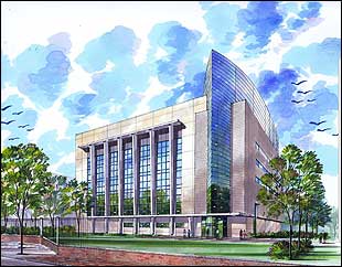 An architectural drawing of Boston's $128-million BSL-4 lab. Click to see an interactive map of biolabs that have raised concern.