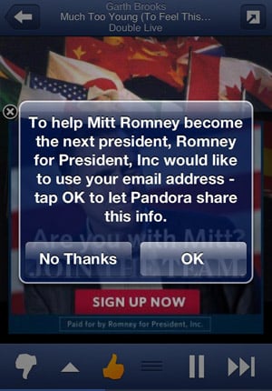 Romney Pandora Ad