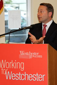 Westchester County Executive Rob Astorino speaks at a town hall event in North Salem, N.Y., on June 13.  (AP Photo/Westchester County Executive’s Office, Carl Pagano)