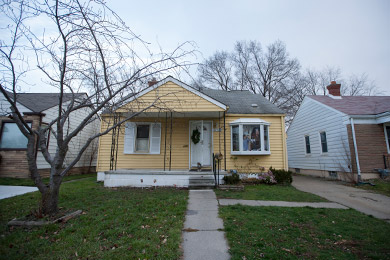 The Rembis family rents an 1100-square-foot, run-down bungalow in Warren, Mich., after being denied a much larger home in Hudson, Mich. (Jeffrey Sauger for ProPublica)