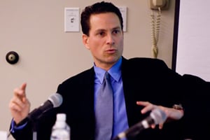Magentar founder Alec Litowitz speaks at a private equity  conference held at Kellogg School of Management at Northwestern  University in February 2007. (Nathan Mandell)