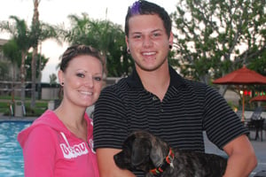 Katherine Clark,  with her boyfriend Daniel Ray and their dog Cadence, said her University of Phoenix recruiter was very friendly until Clark started having problems with the university.